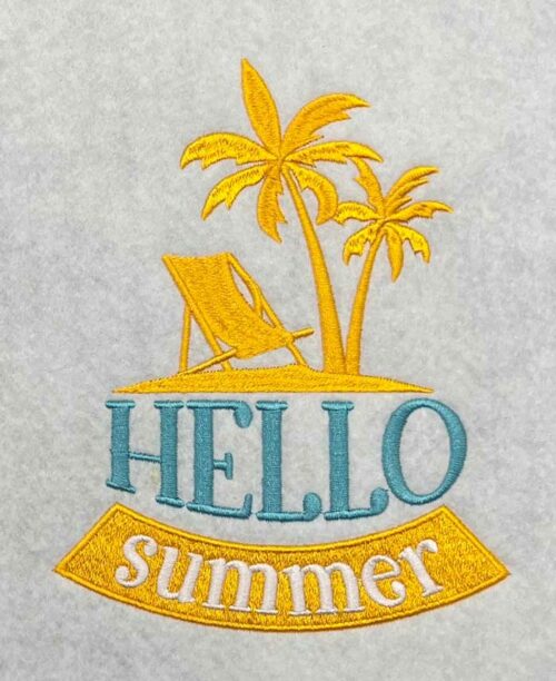 Hello summer embroidery design
