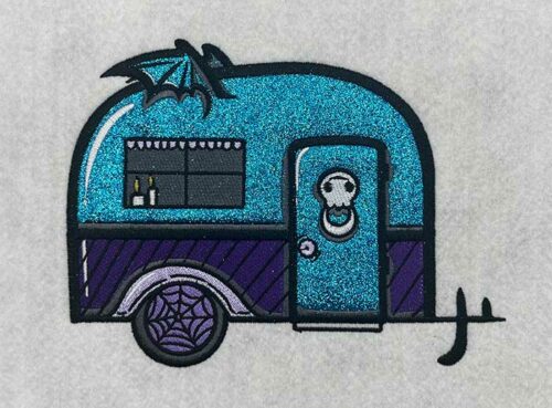 spooky camper applique embroidery design
