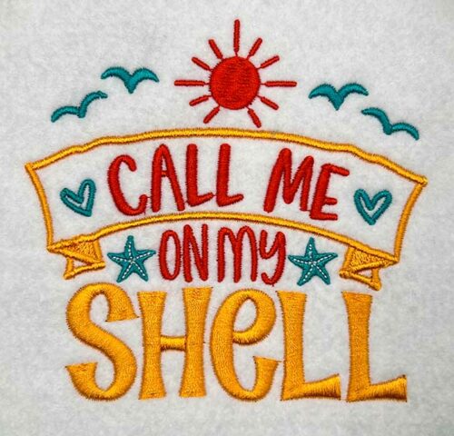 call me on my shell embroidery design