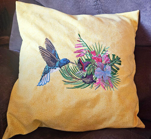tropical hummingbird cushion
