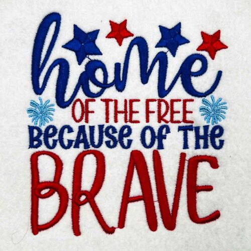 home of the brave embroidery design