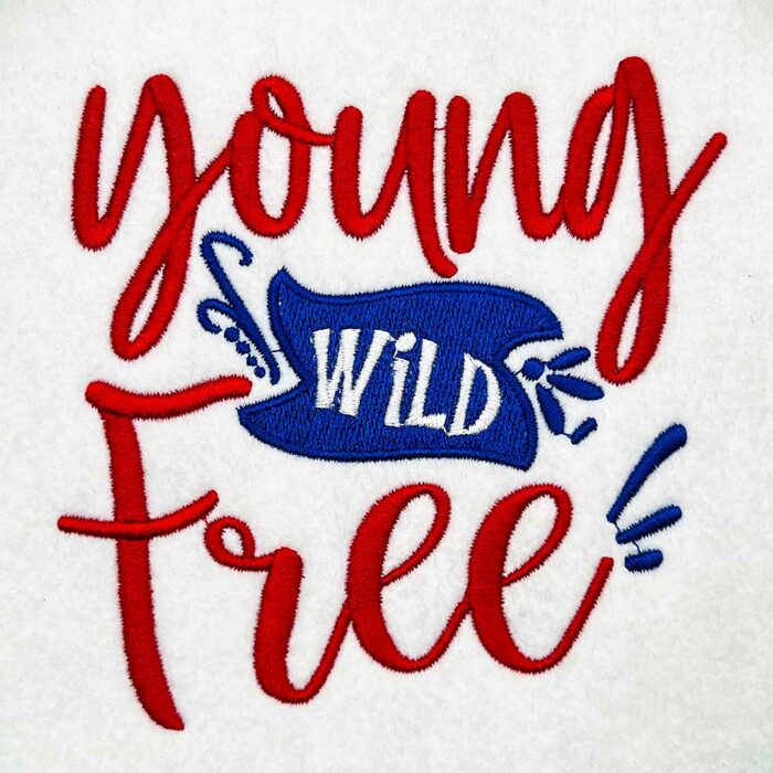 young wild free embroidery design