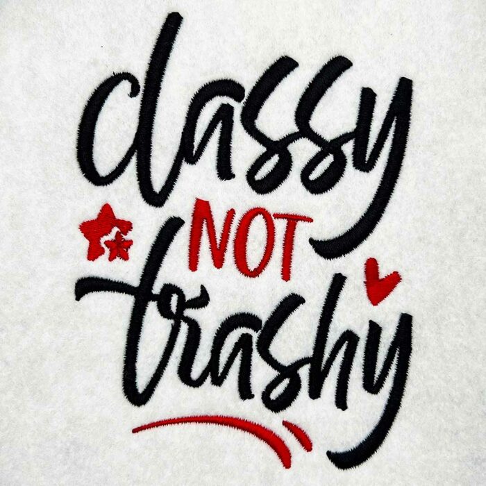 Classy not trashy embroidery design