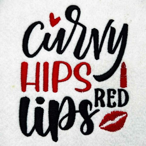 Curvy hips red lips embroidery design