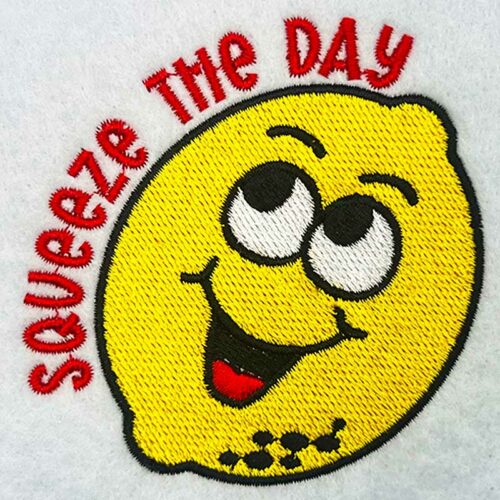 squeeze the day embroidery design