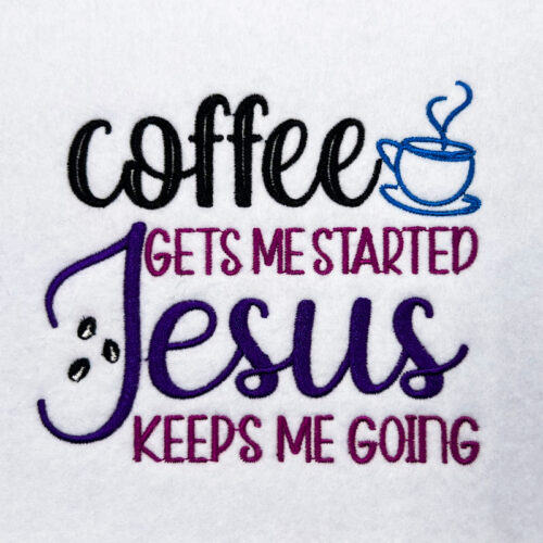jesus keeps me going embroidery design