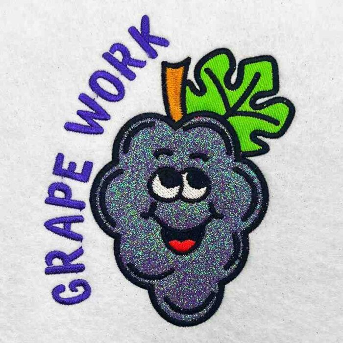 Grape Work applique embroidery design