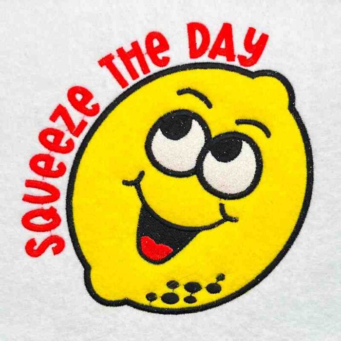 Squeeze the day applique embroidery design