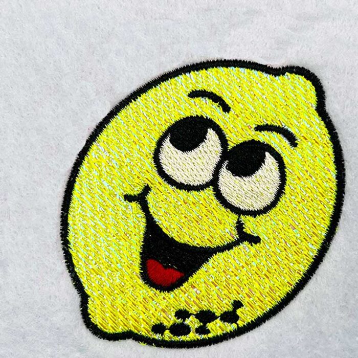 happy lemon mylar embroidery design