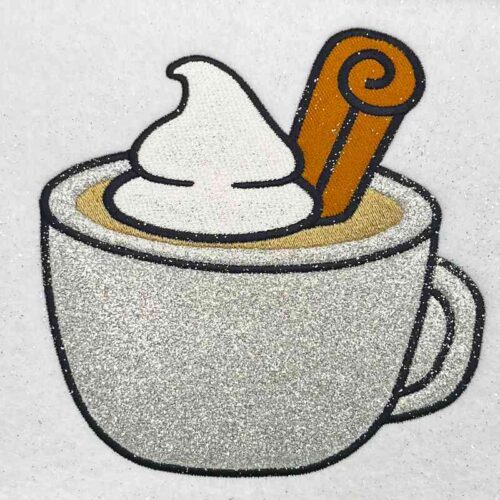 fall coffee applique embroidery design