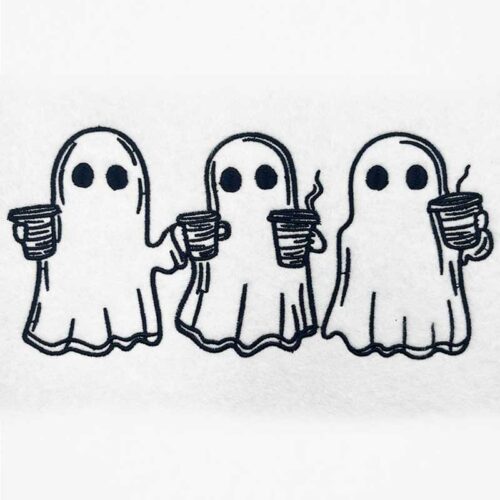 Three Coffee Ghosts embroidery design