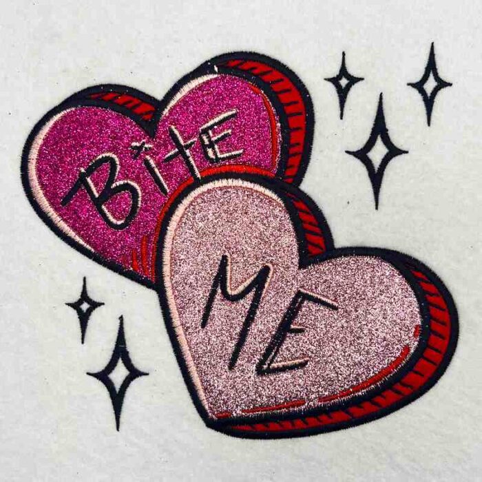 Bite me applique embroidery design