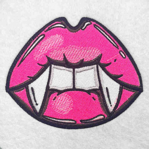 vampire lips embroidery design