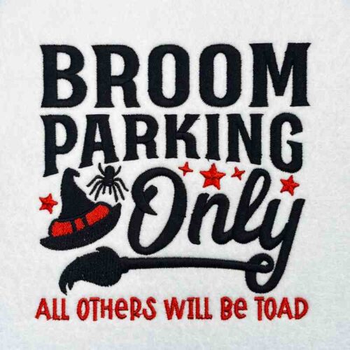 Broom parking embroidery design