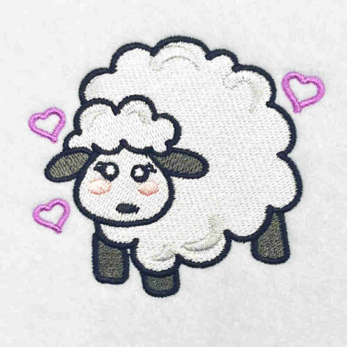 sheep with hearts embroidery design