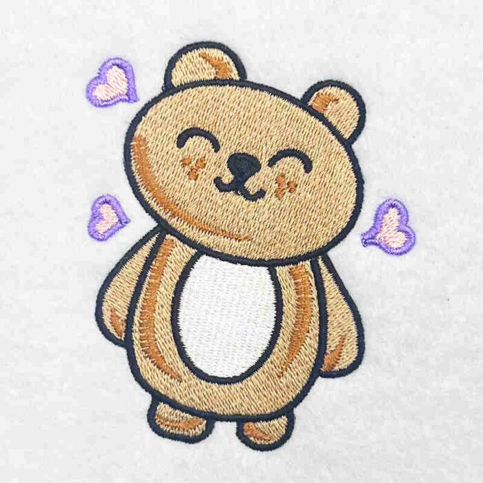 bear with hearts embroidery design