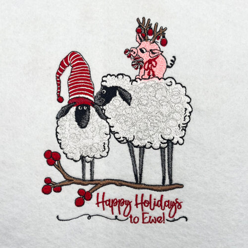 Holiday to Ewe embroidery design