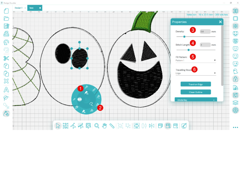 Boo Applique Doodle Eyes