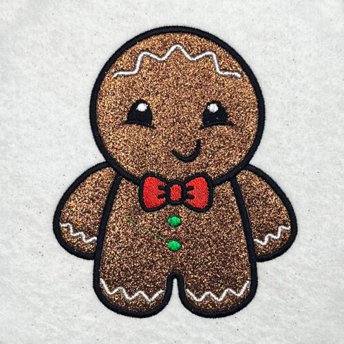 Gingerbread applique embroidery design