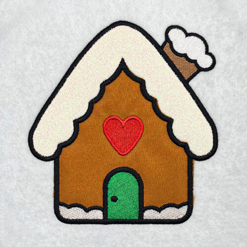 gingerbread house applique embroidery design