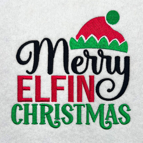 Merry Elfin Christmas embroidery design