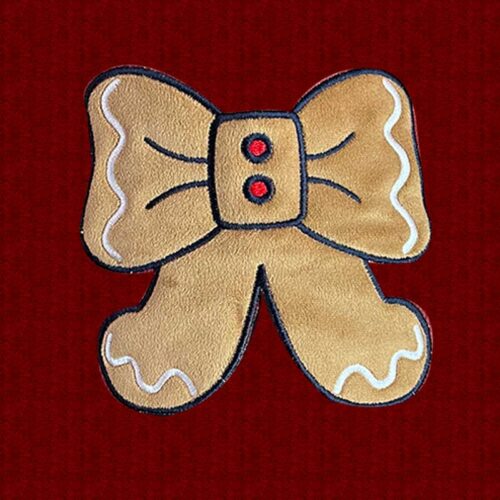 Gingerbread Bow Applique embroidery design