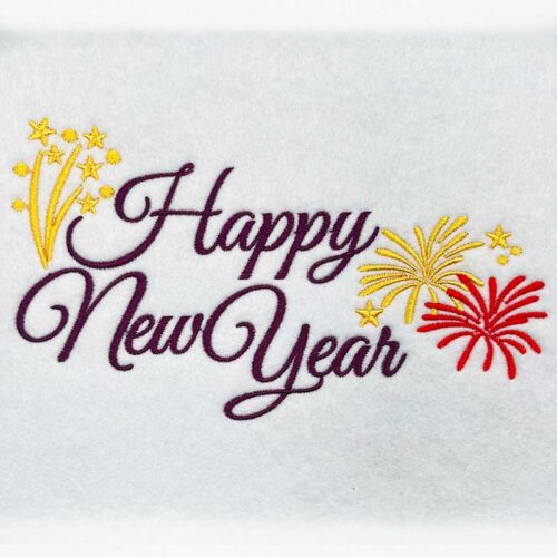 Happy New Year Embroidery Design