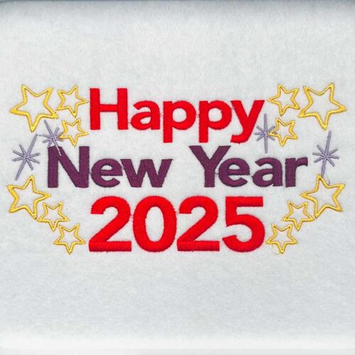 Happy New Year 2025 Embroidery Design