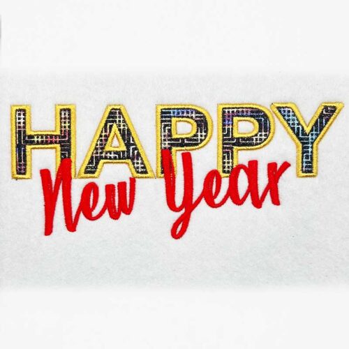 Happy New Year applique Embroidery Design