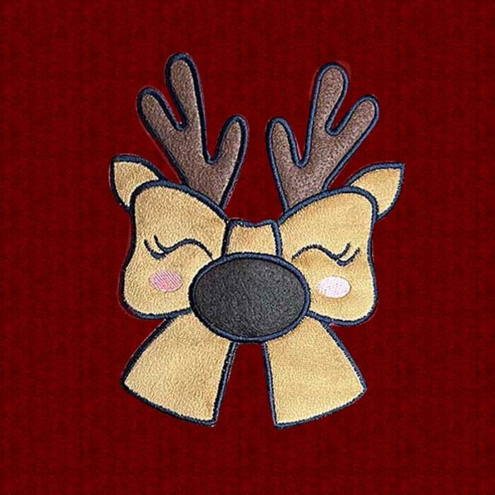 Reindeer Bow Applique embroidery design