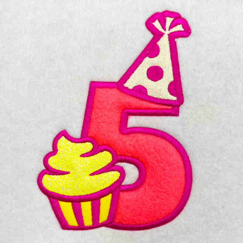 Birthday number 5applique embroidery design